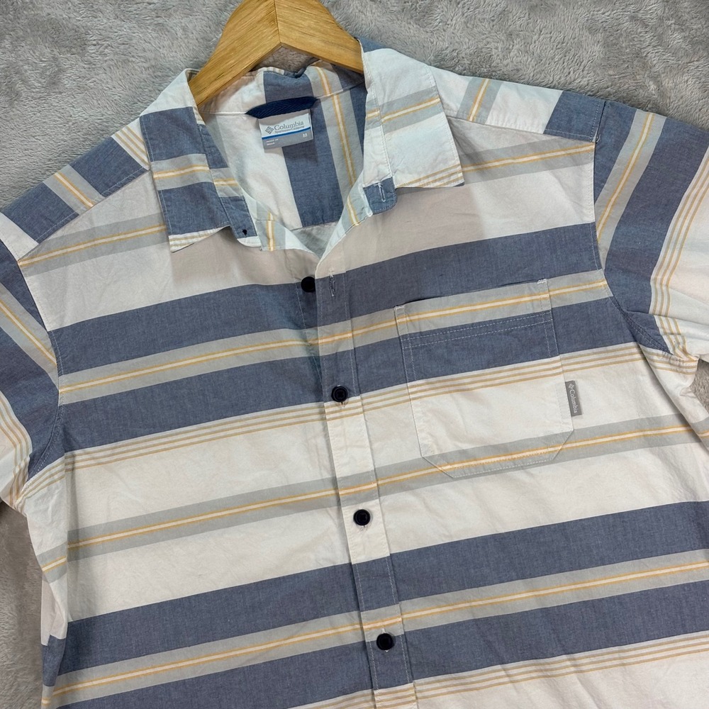 Columbia Striped Button‎ Up Shirt Short Sleeve Casual Cotton Mens Size M